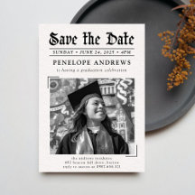 Save the Date Newspaper Foto Graduation Party