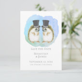 Save the Date Niedlich Gay Igel Couple Wedding (Stehend Vorderseite)