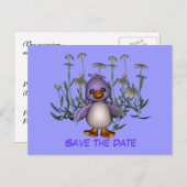 Save the Date Niedliche Bird Daisy Blume Postkarte (Vorne/Hinten)