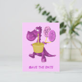 Save the Date Niedliche Lila Drachenballoons Ankündigungspostkarte (Stehend Vorderseite)