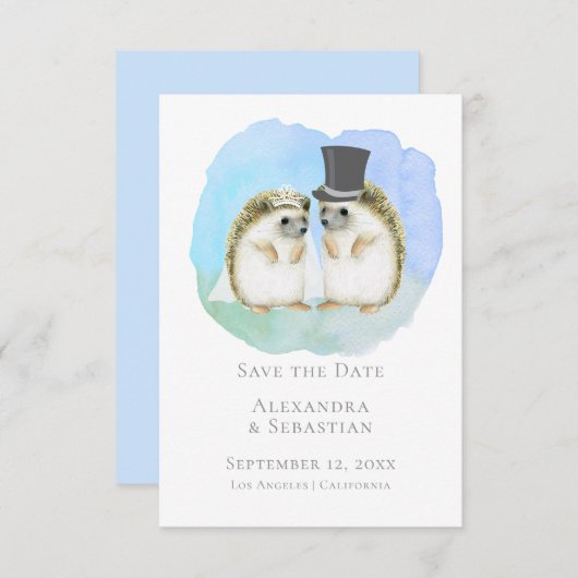 Save the Date Niedlicher Igel Couple Wedding (Vorne/Hinten)