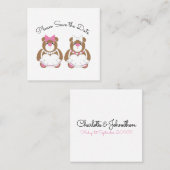 Save the Date niedlicher Lesbenbär Telefonnummerkarte (Vorne/Hinten)