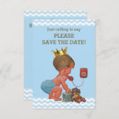 Save the Date Niedlicher Prinz auf Phone Gray Blue (Vorne/Hinten)