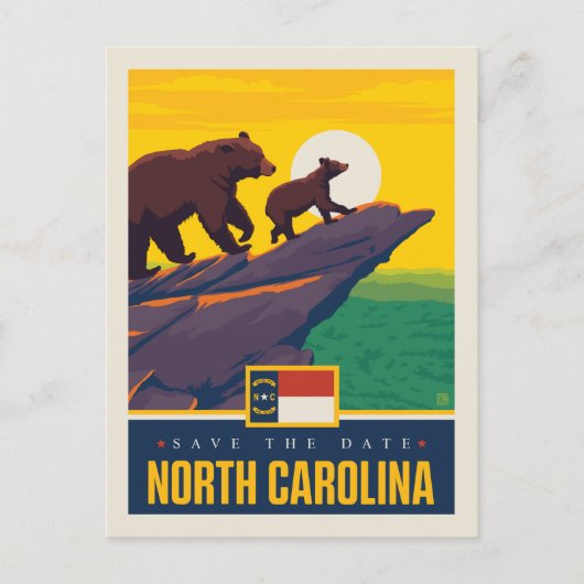 Save The Date | North Carolina Einladungspostkarte (Vorderseite)