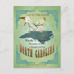 Save the Date - North Carolina Karte mit schönem V