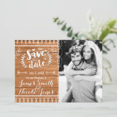 Save the Date Oak Wood Rustic Foto Einladung (Stehend Vorderseite)