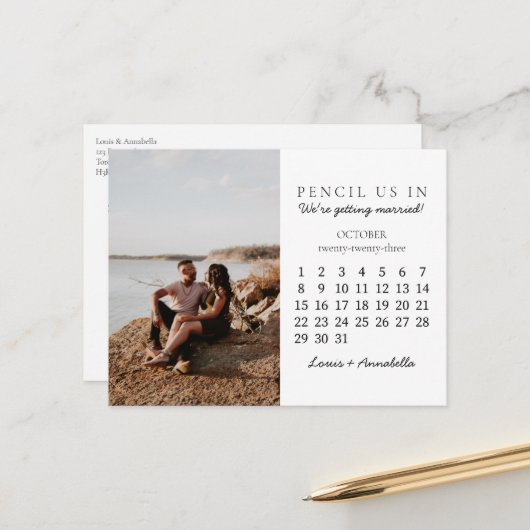 Save the Date Oktober 2023 Kalender Neuer Monat Postkarte (Vorderseite/Rückseite Beispiel)