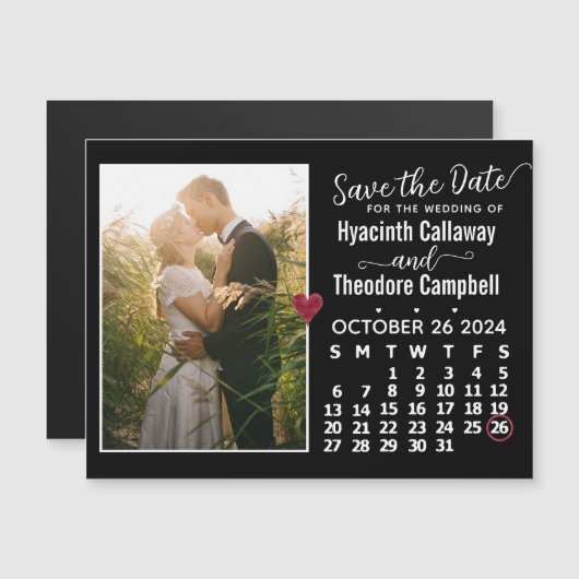 Save the Date Oktober 2024 Kalender Foto Magnet (Vorne/Hinten)