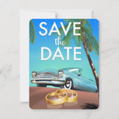Save the Date Oldtimer und Hochzeitsringe. (Rückseite)