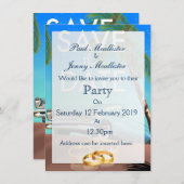 Save the Date Oldtimer und Hochzeitsringe. Einladung (Vorne/Hinten)