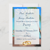 Save the Date Oldtimer und Hochzeitsringe. Einladung (Vorderseite)