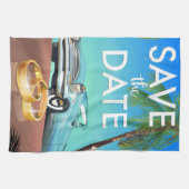 Save the Date Oldtimer und Hochzeitsringe. Geschirrtuch (Horizontal)