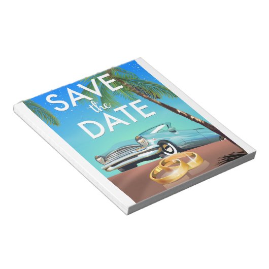Save the Date Oldtimer und Hochzeitsringe. Notizblock (angewinkelt)