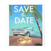 Save the Date Oldtimer und Hochzeitsringe. Notizblock (Vorderseite)