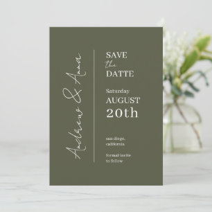 Save the Date Olive Green Card - Charme