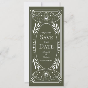 Save the Date Olive & White Myssis Tarot Card Einladung