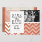 Save the Date - Ombre Zickzack Stripe Zig Zag Foto Einladung (Vorne/Hinten)