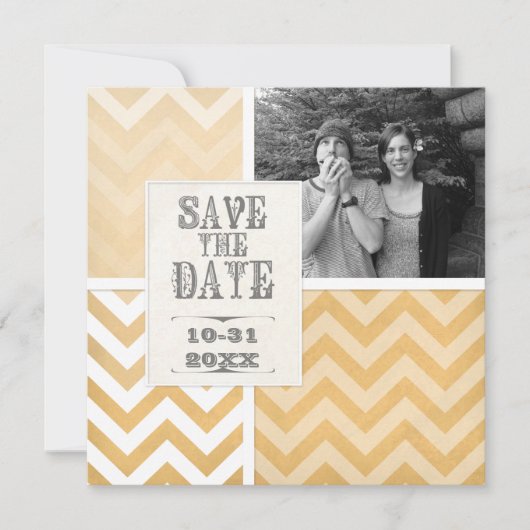 Save the Date - Ombre Zickzack Stripe Zig Zag Foto Einladung (Vorderseite)
