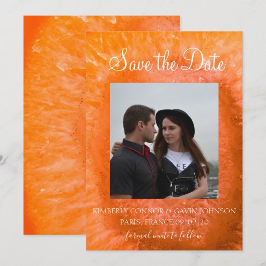 Save The Date |Orange Agate Slice (Vorne/Hinten)
