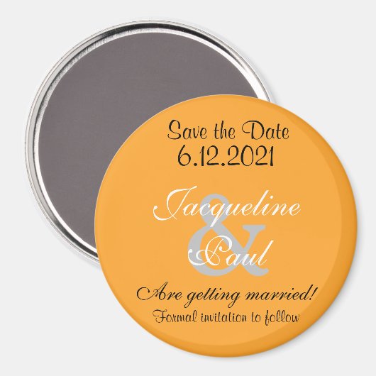 Save the Date Orange Magnete Magnet (Vorderseite/Rückseite)