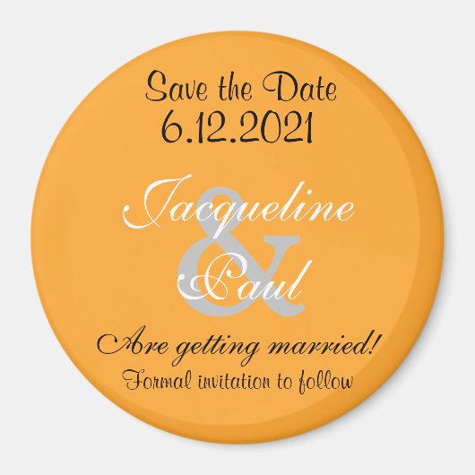 Save the Date Orange Magnete Magnet (Vorne)