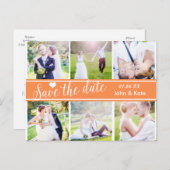 SAVE THE DATE Orange Wedding 6 FOTO Postkarte (Vorne/Hinten)