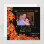 Save the Date orangefarbene Lilien Einladung (Vorne/Hinten)