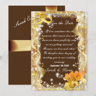 Save the Date orangefarbenes Gold und braun bb Aqu Einladung