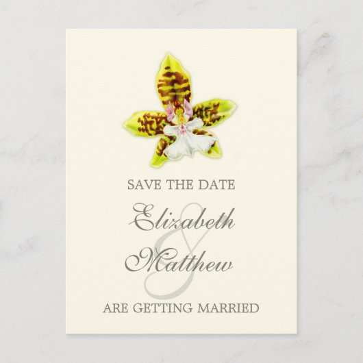 Save the Date Orchidee auf Postkarte (Vorderseite)