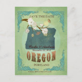 Save the Date - Oregon Karte mit hübschen Vögeln (Vorderseite)