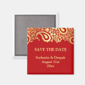 Save the Date Paisleys Elegant Indian Magnet (Vorderseite/Rückseite)