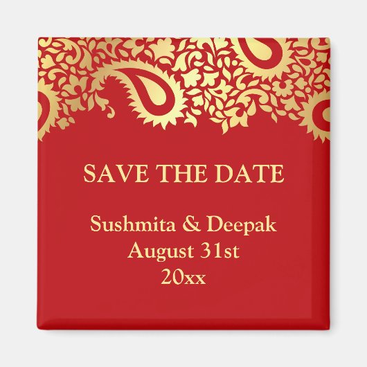 Save the Date Paisleys Elegant Indian Magnet (Vorne)