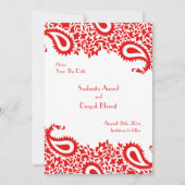 Save the Date Paisleys Elegante Indian Flat Card (Vorderseite)