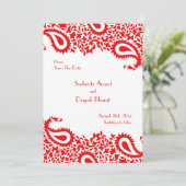 Save the Date Paisleys Elegante Indian Flat Card (Stehend Vorderseite)