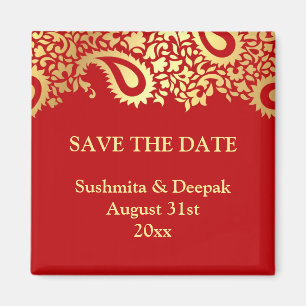 Save the Date Paisleys eleganter indischer Magnet