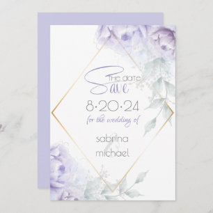 Save The Date   Pale Lilac Watercolor Peonings