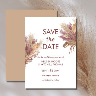 Save the Date pampas elegante boho mauve pink Einladung