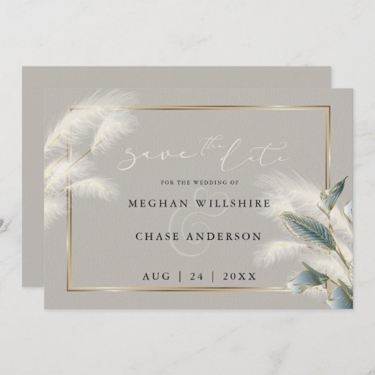 Save the Date Pampas Grass Aquamarin Anthurium (Vorne/Hinten)