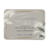Save the Date Pampas Grass Aquamarin Anthurium Magnet (Horizontal)
