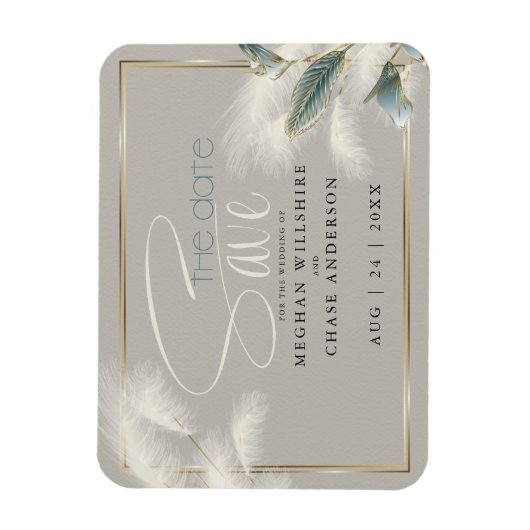 Save the Date Pampas Grass Aquamarin Anthurium Magnet (Vertikal)