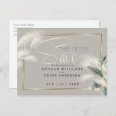 Save the Date Pampas Grass Aquamarin Anthurium Postkarte (Vorne/Hinten)