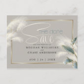 Save the Date Pampas Grass Aquamarin Anthurium Postkarte (Vorderseite)