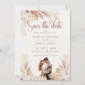 Save the Date Pampas Grass getrocknet Florals Einladung (Vorderseite)