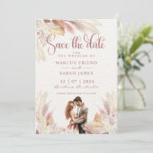 Save the Date Pampas Grass getrocknet Florals Einladung (Stehend Vorderseite)