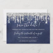 Save the Date Paper Kraft Silver Grau Tropfen Navy (Vorderseite)