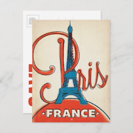 Save The Date | Paris - Eiffelturm Ankündigungspostkarte (Vorne/Hinten)