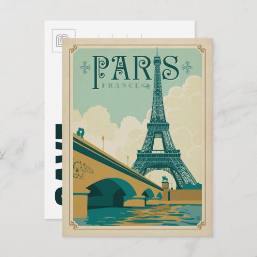 Save The Date | Paris Frankreich - Eiffelturm Ankündigungspostkarte (Vorne/Hinten)