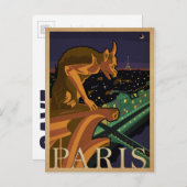 Save The Date | Paris - Gargoile Ankündigungspostkarte (Vorne/Hinten)