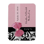 Save the Date Pariser Hochzeit Pink Bow und Name Magnet (Vertikal)
