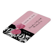 Save the Date Pariser Hochzeit Pink Bow und Name Magnet (Linke Seite)